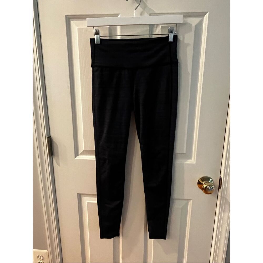 Athleta Chaturanga Dark Gray & Black High Rise Tights Leggings sz S EUC